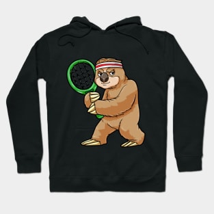 Sloth as Tennis player with Tennis racket Hoodie